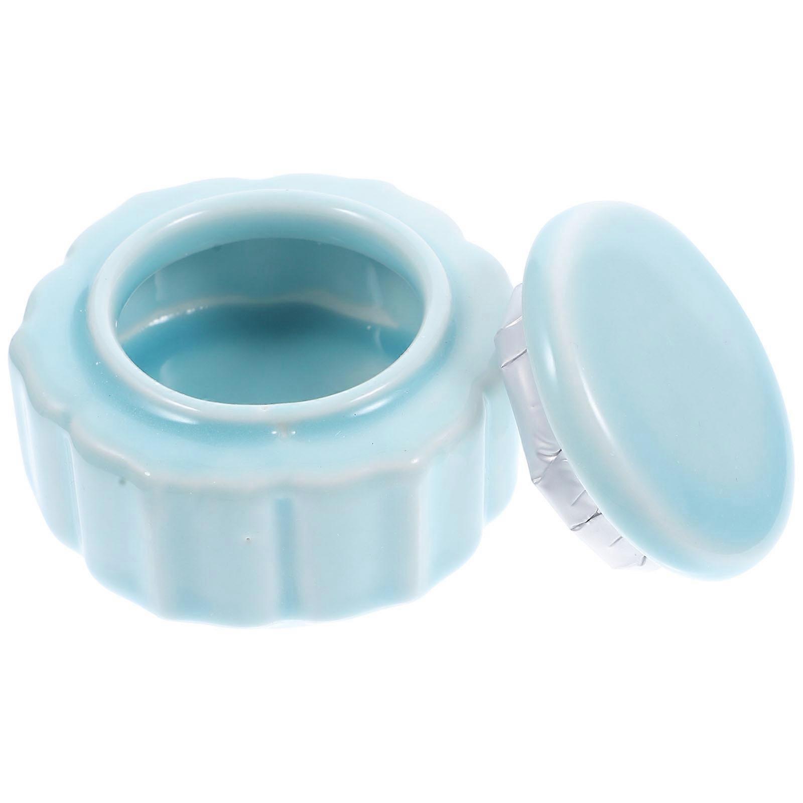 Sky-blue Multi-purpose Cosmetics Porcelain Jar Suitable For Tea Storage Round 15ml Decorative 2Pcs