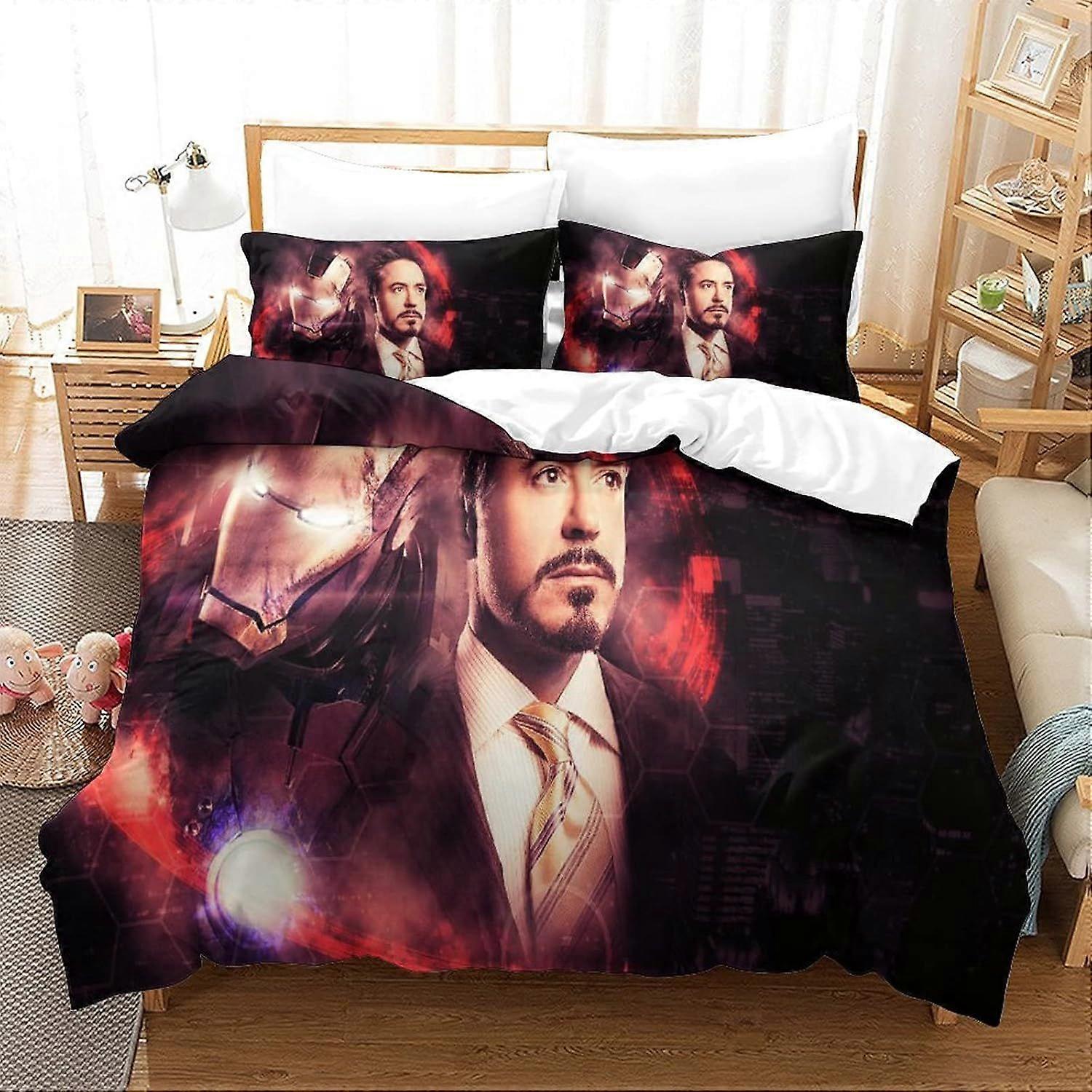 xzz765 Iron Man Duvet Cover Set Bedding Set Duvet Cover Movie Poster King 140X200CM