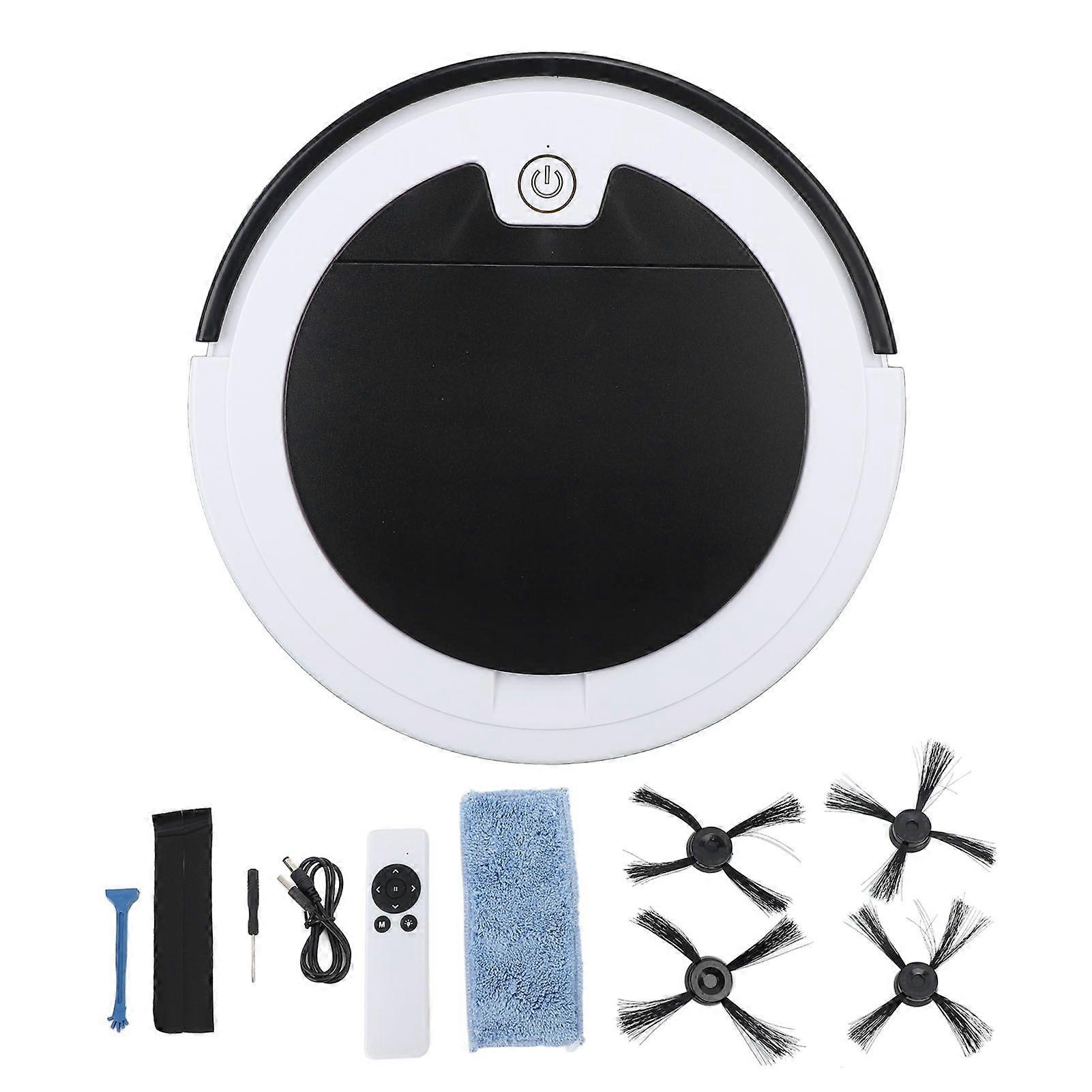 Sweeping Robot USB Rechargeable Strong Suction Automatic Obstacle Avoidance Quiet 3 in 1 Sweeping Mopping Robotic Vacuum for Home White