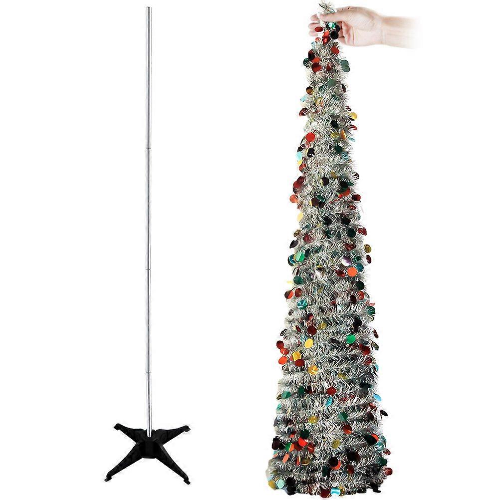 Foldable Pet Christmas Tree Telescopic for Home Decoration 1Pcs Silver