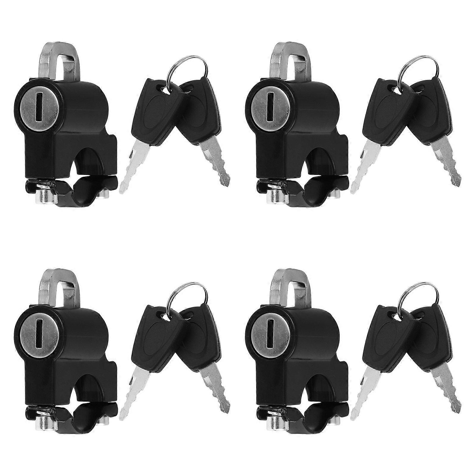4pcs Motorcycle Helmet Lock Set - Secure Handlebar(2.0-2.6cm) Mount Padlock With Key - Anti Theft Tamper-Proof Hook For Bike Scooter Electric Bicycle