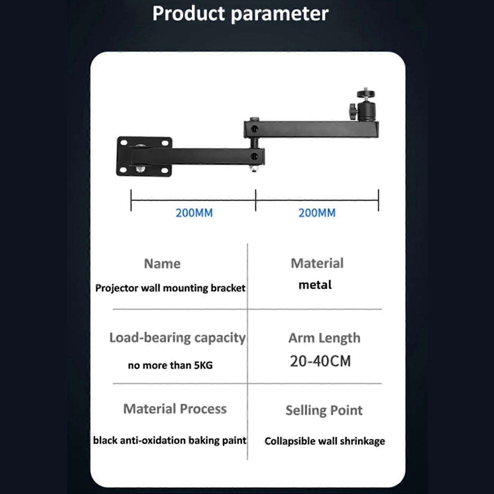 2X Foldable Projector Wall Mount Universal Adjustable Ceiling Wall Projector Mount Stand Projectors Bracket Support