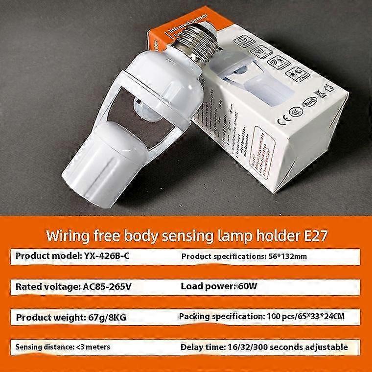 2025 E27 Socket Converter With PIR Motion Sensor LED Lamp Base Intelligent Switch Light Bulb Holder AC 85-265V Dimming Delay Control