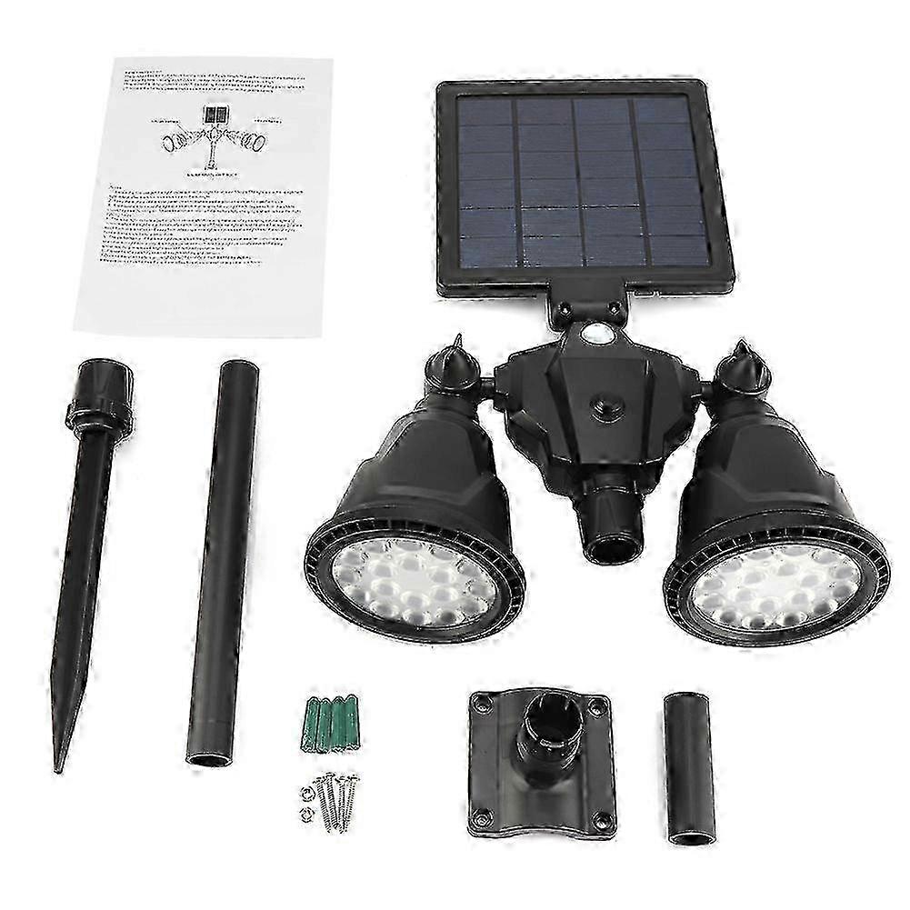 Motion Sensor Solar Powered Spotlight 36 LED Dual Head 360 Degree Rotatable Light (Warm Light)