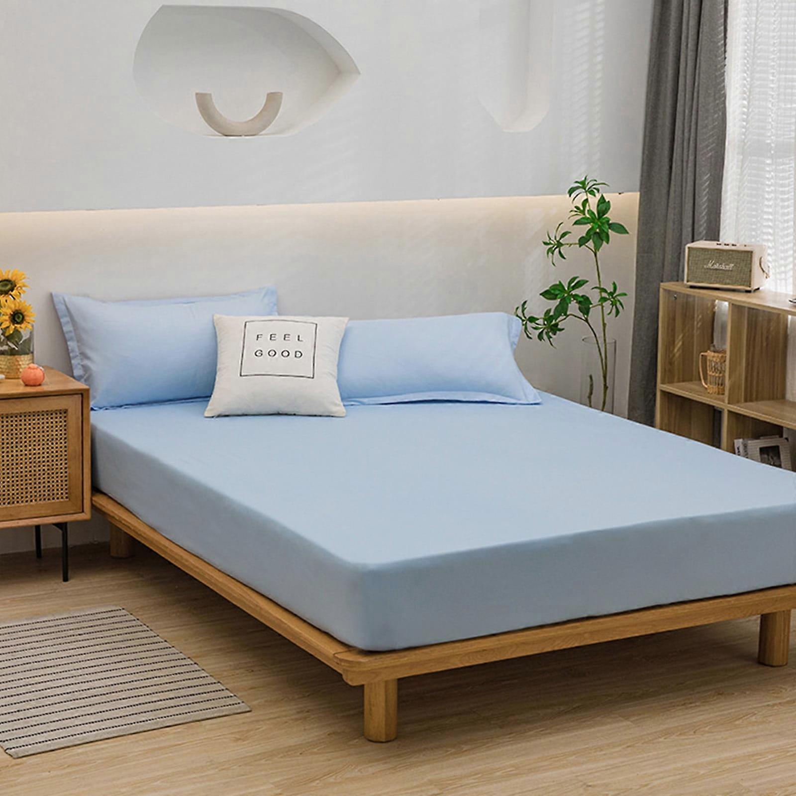 Solid Color Washed Fitted Sheet Piece Mattress Pad Ash Proof Protective Cover Bed Sheet Cover