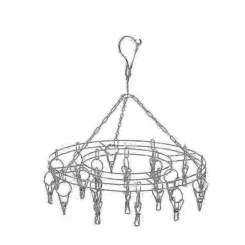 Stainless Steel Sock Hooks with Multi-clip Multifunctional Round Clothes Dryer for Home w