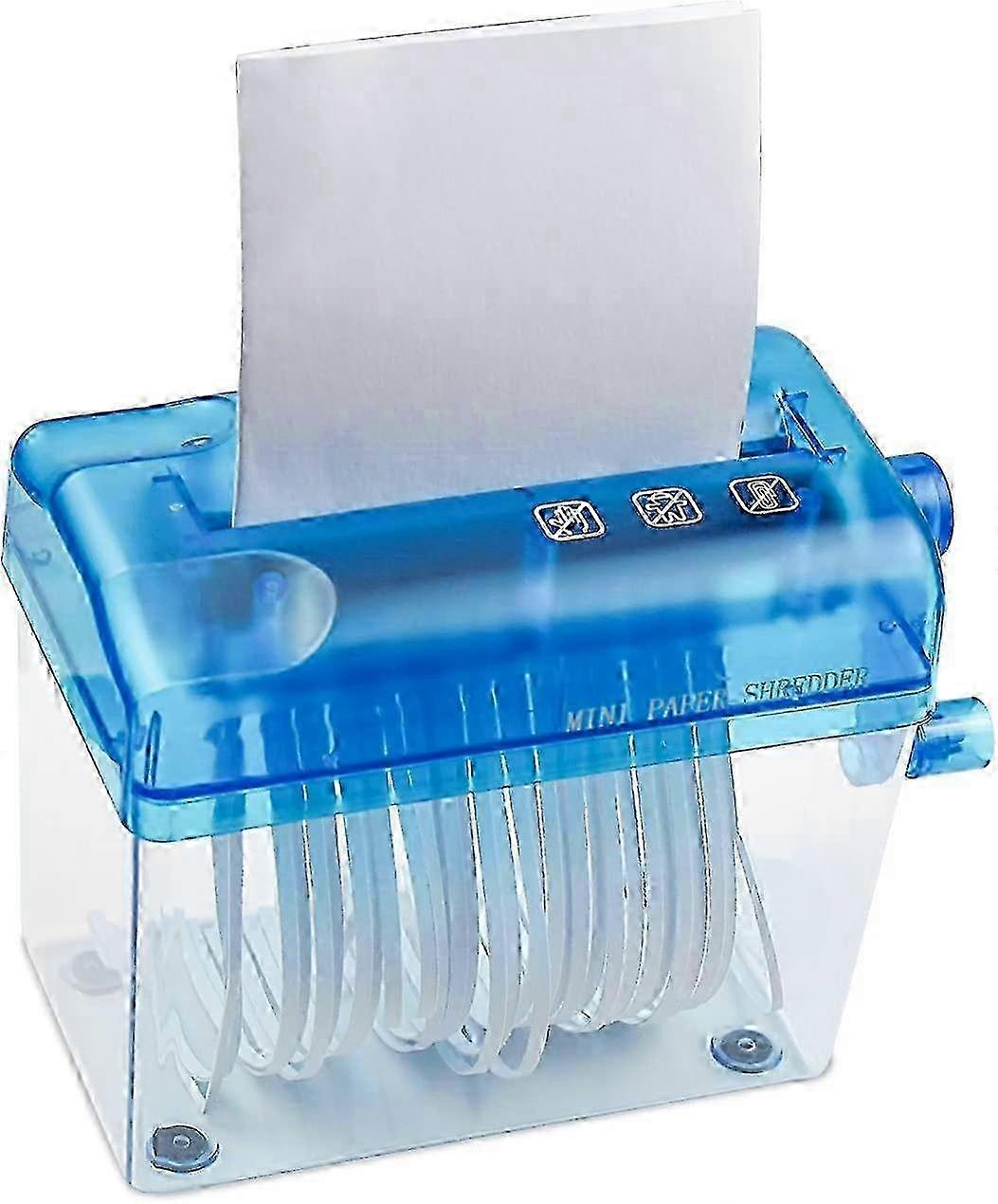 Mini Hand Shredder Portable Manual Paper Shredder for Home Office Desktop Documents Cutting Tool Blue Stationery Edition 1107