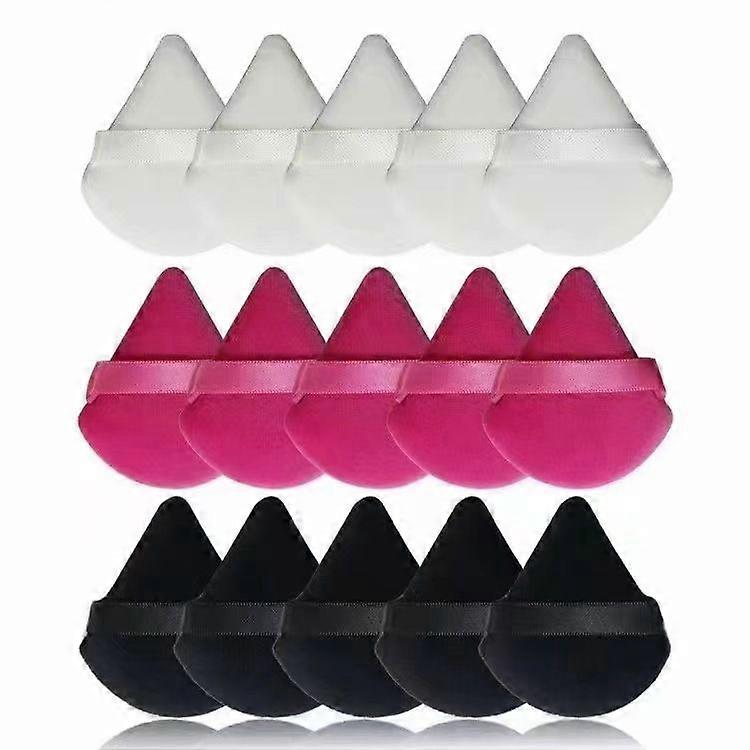 Triangular Fan-shaped Powder Puff 15PK (White Rose Red Black)