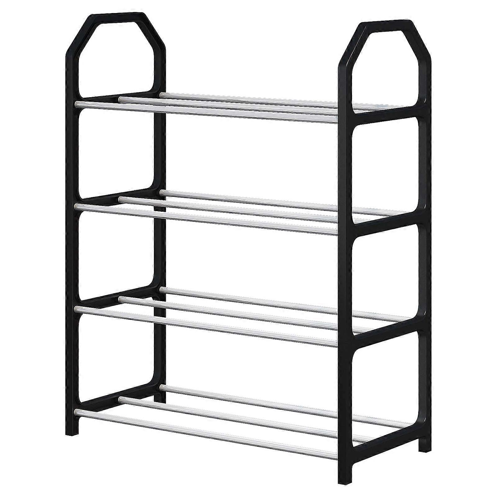 Shoe Rack Storage Organizer with Large Vertical Capacity for Indoor Space Saving, Black