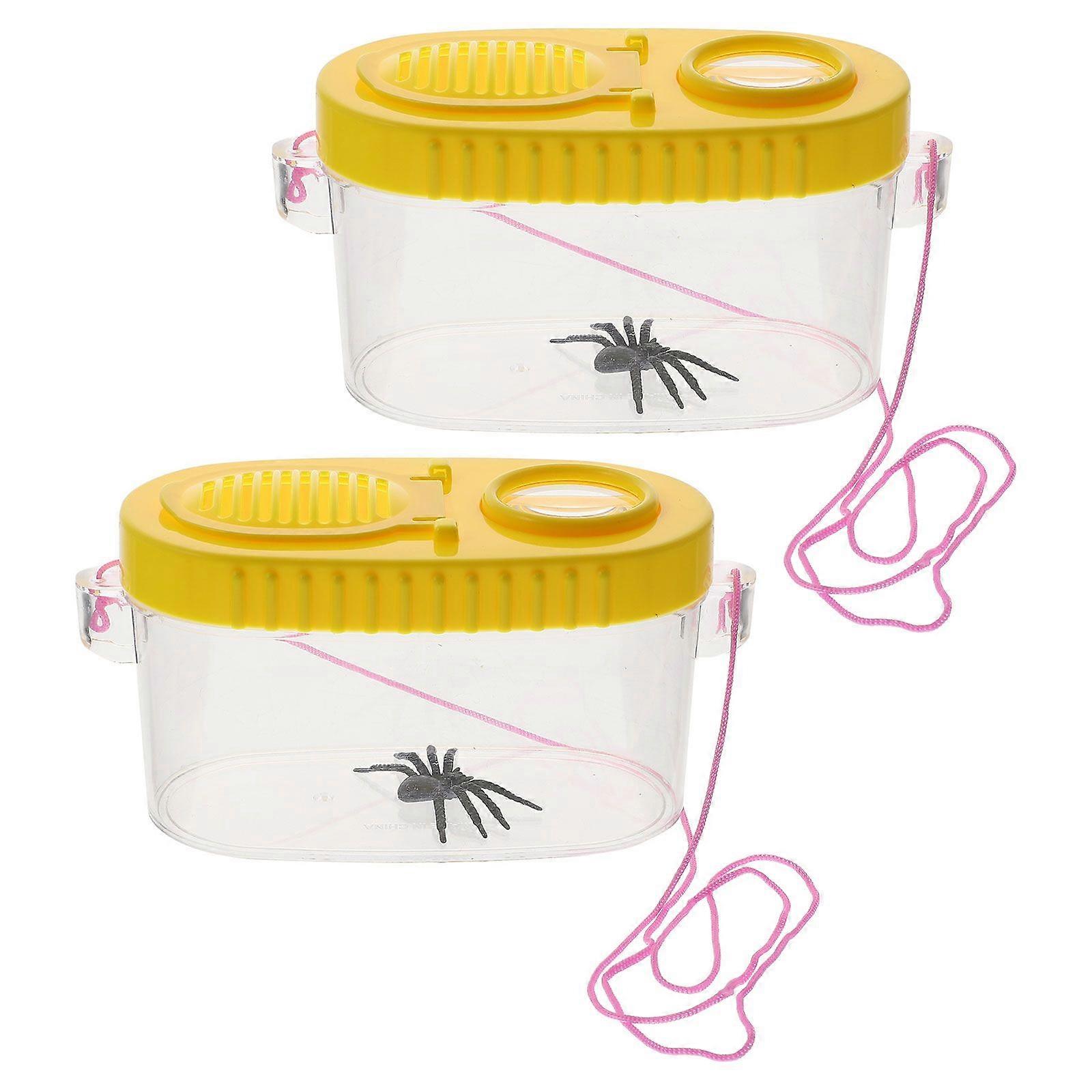 2pcs Household Insect Containers Portable Critter Boxes Magnifying Insect Boxes