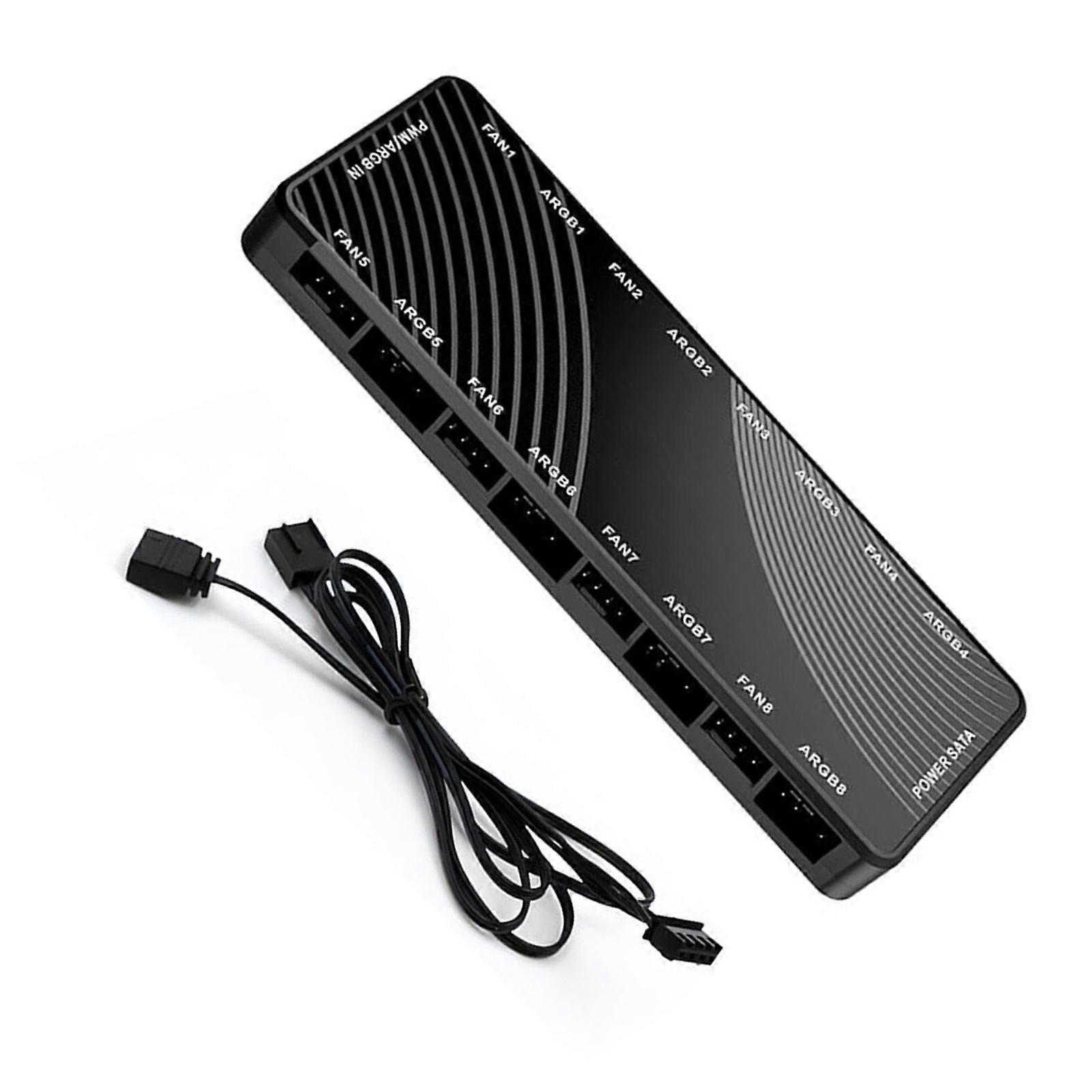 Magnetic PWMs and ARGB Fan Hubs, 8 Port Splitter for Case Fans with 5V 3PIN Lighting Control, Computer Cooling Accessory Multicolor