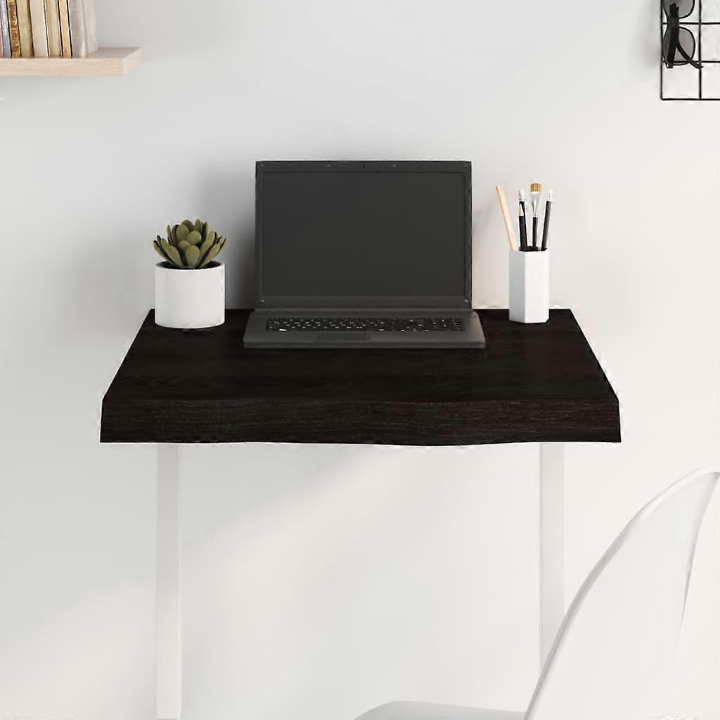 Table top dark brown 60x60x(2-6)cm solid oak wood