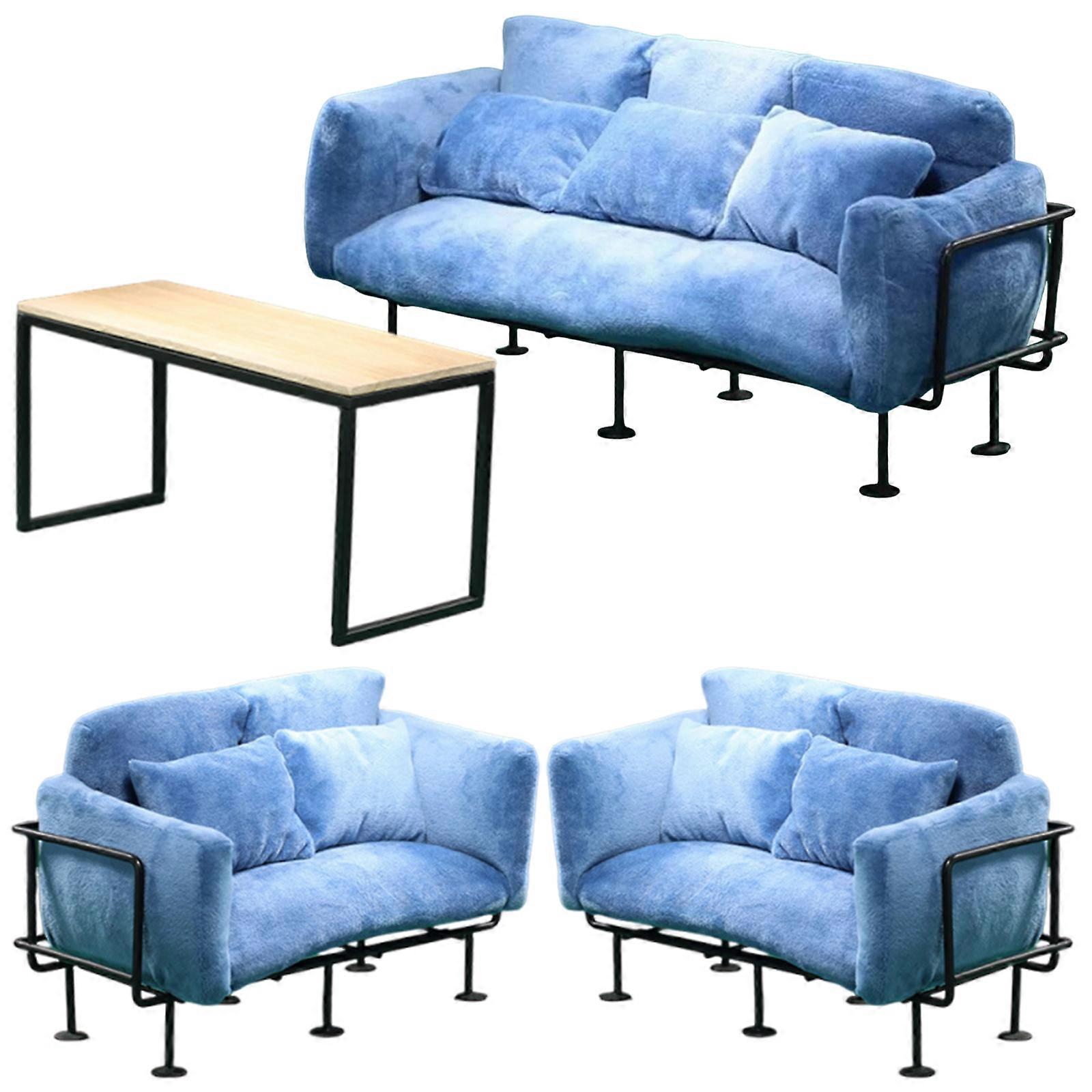 1/6 Scale Flocking Couch Single Sofa Model Miniature Furniture For Realistic Dollhouses Displays Multicolor