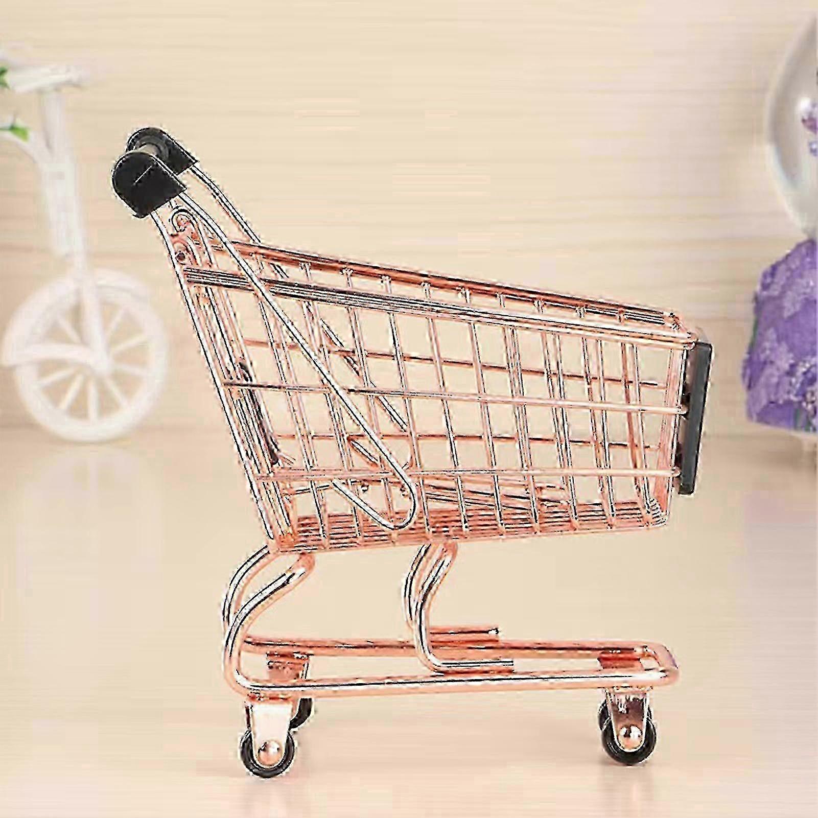Mini Shopping Cart Supermarket Handcart Toys With Sturdy Metal Frame & Non-Slip Handle for Pretend Play and Role-Playing Games