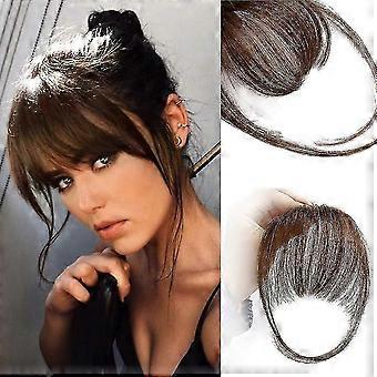 Clip In Bangs 100% Human Hair Extensions Reddish Brown Clip On Fringe Bangs With Nice Net Natural Flat Neat Bangs With Temples For Women One Piece Hai