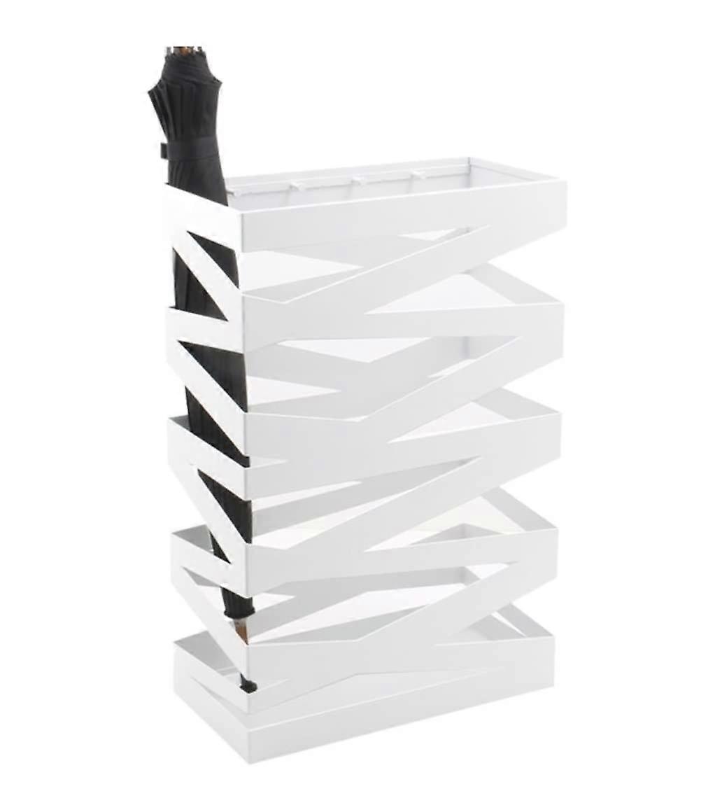 Umbrella Stand Metal Hollow Design with Hooks for Hotel Restaurant Rectangular Holder