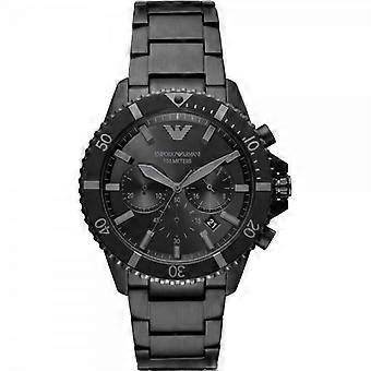 Zegarek Armani AR11363 ze stali nierdzewnej, czarny, 10 atm, Ø 43 mm