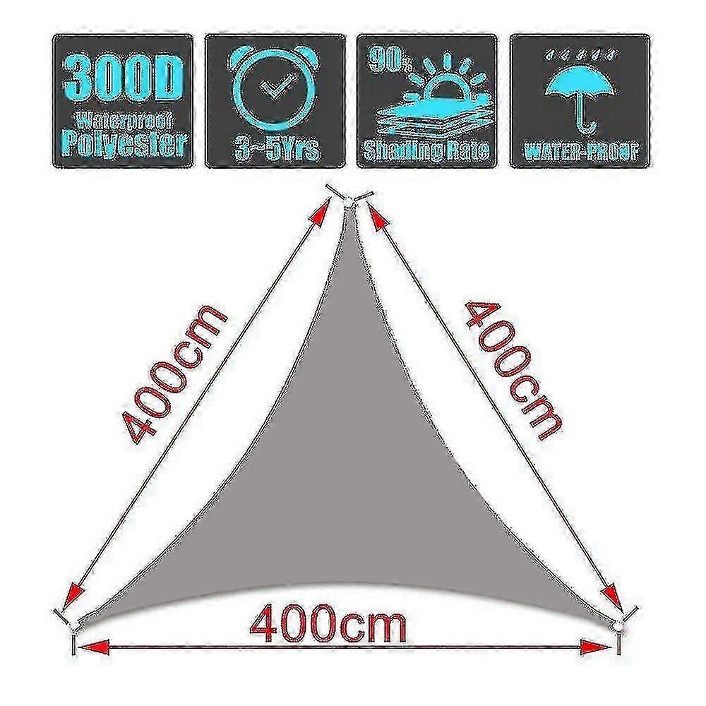 Sun Shade Sail for Outdoor Spaces - Triangle Waterproof Canopy 95% UV Block (10 Sizes)