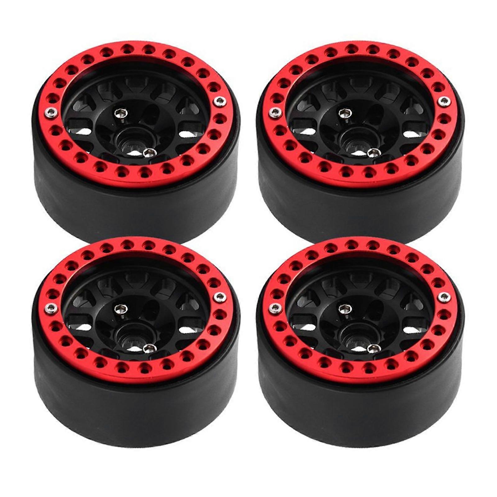 1.9inch Wheel Rims Rear/Front Wheel Hubs Model Modification Part for 1:10 Car Toy Wheel Hubs Model Crawler Vehicle Part  Reddish black
