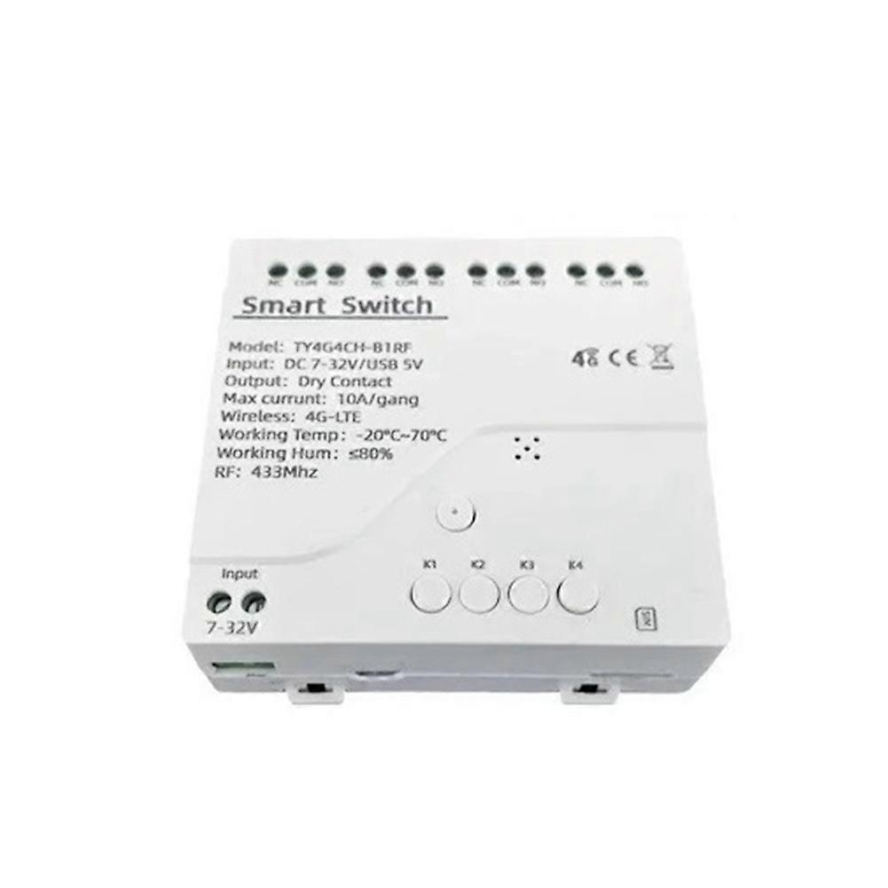 Tuya Smart Switch 4G LTE Relay with RF 433Mhz Smart GSM Switch APP Wireless Control 4G 4CH Remove Controller DC 7-32V