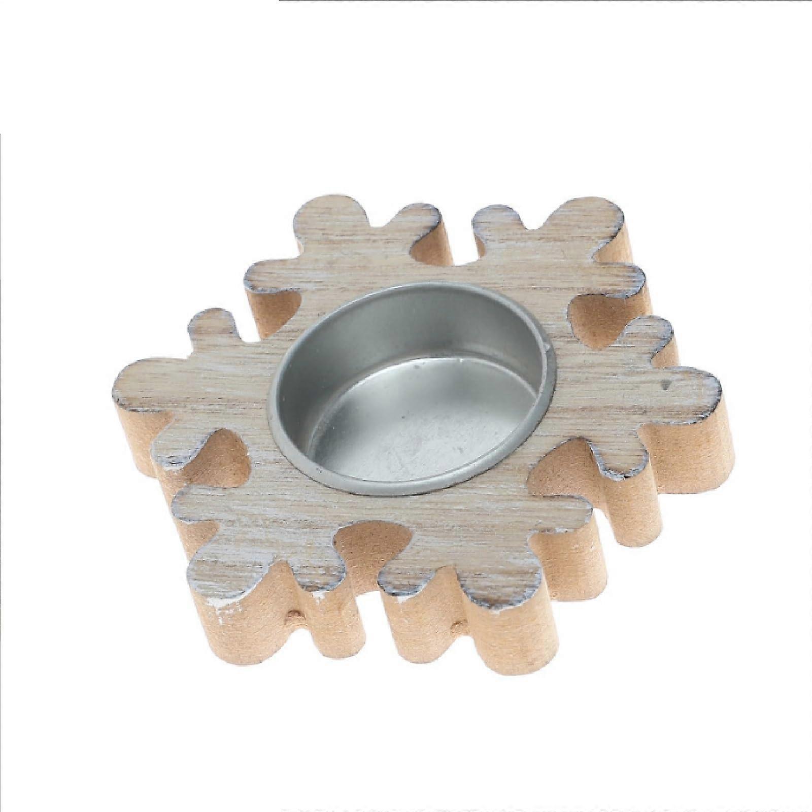 Christmas Wooden Candle Holder with Tree, Snowflake and Star Design for Holiday Party Table Decor