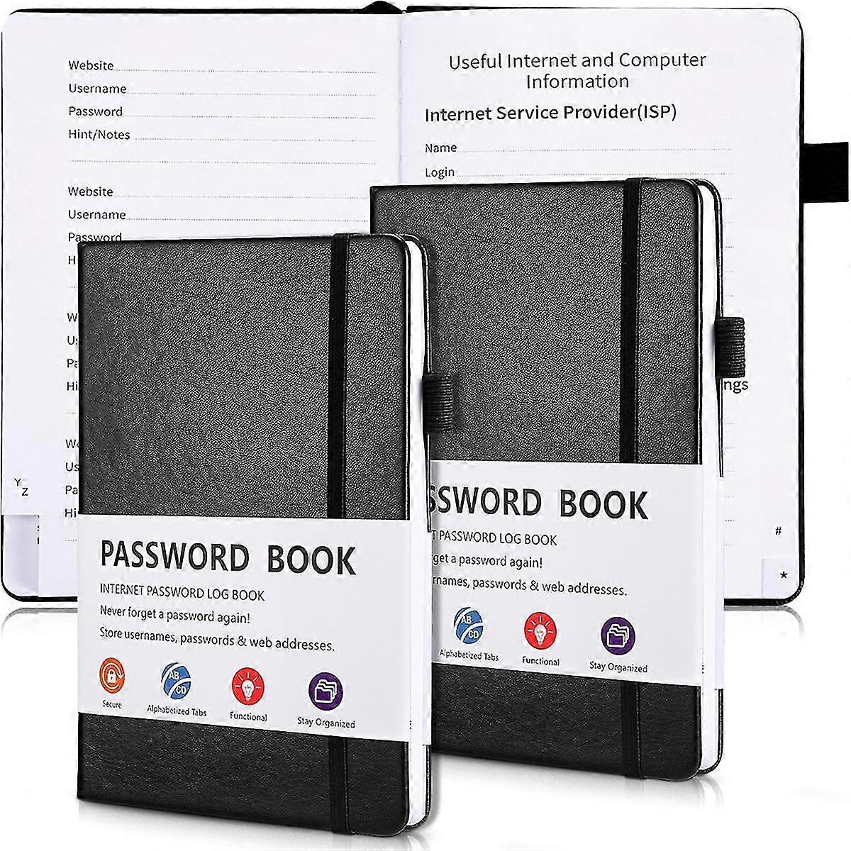 2 Pcs Password Book with Alphabetical Tabs, 7.8 X 5.2inch Password Keeper Book, for Home and Work Office Gift