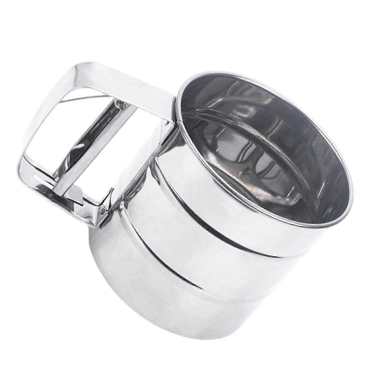 Stainless Steel Flour Sifter Cup with Fine Mesh and Ergonomic Handle for Baking Cakes and Pastries