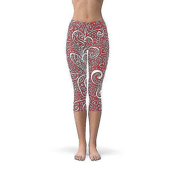 Abstract Floral Hearts Capri Leggings