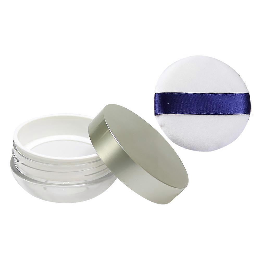 Cosmetics Loose Powder Box for Storage 2Pcs with Puff and Airtight Lid