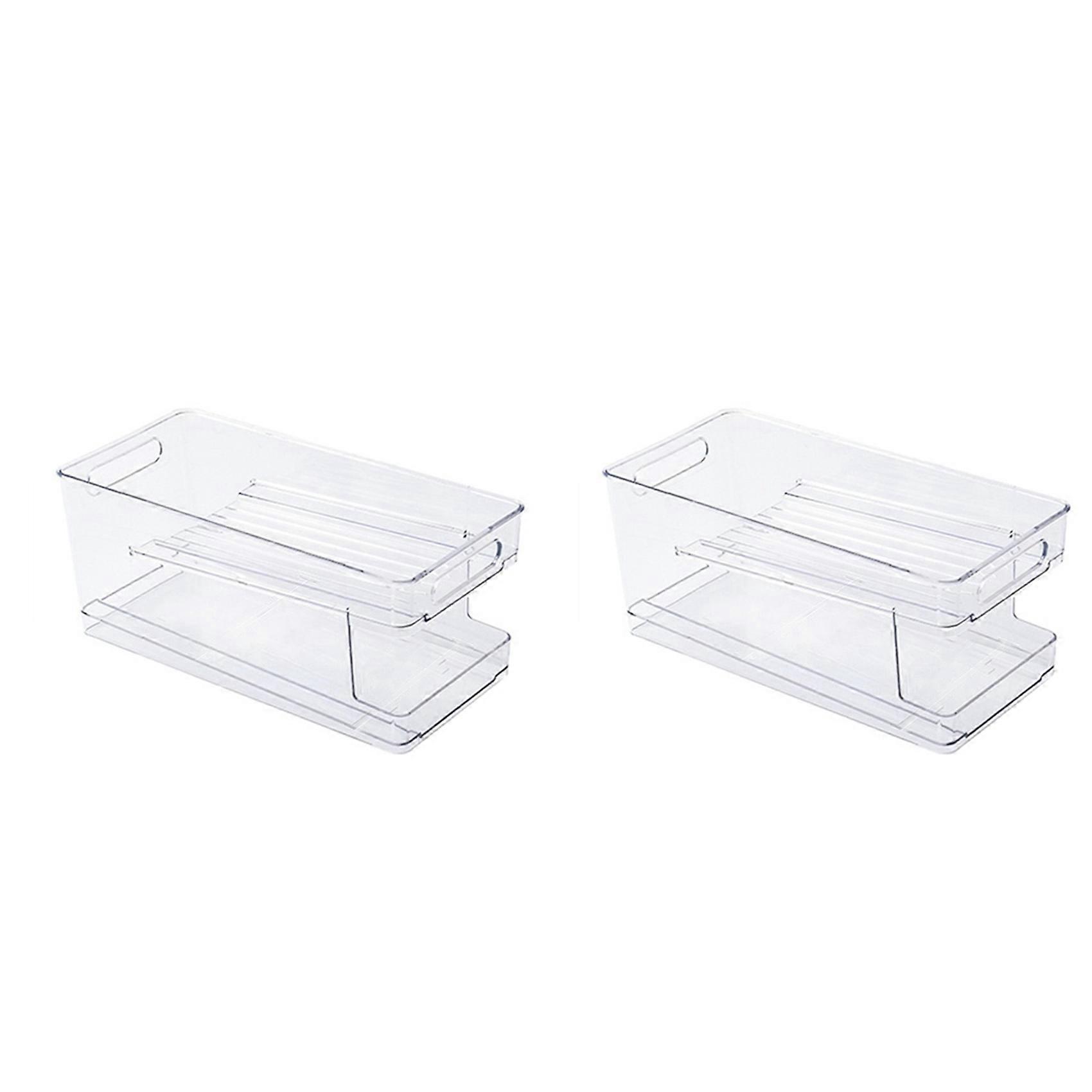 2X in-Fridge Clear Tall Bins - Stackable Kitchen & Home Storage Containers for Organizing Cans of Soda