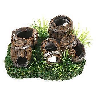 Unique Resin Barrel Ornament for Aquarium Decor Multifunctional Fish Hideout with Realistic Design 4.7 x 3.1 Inches