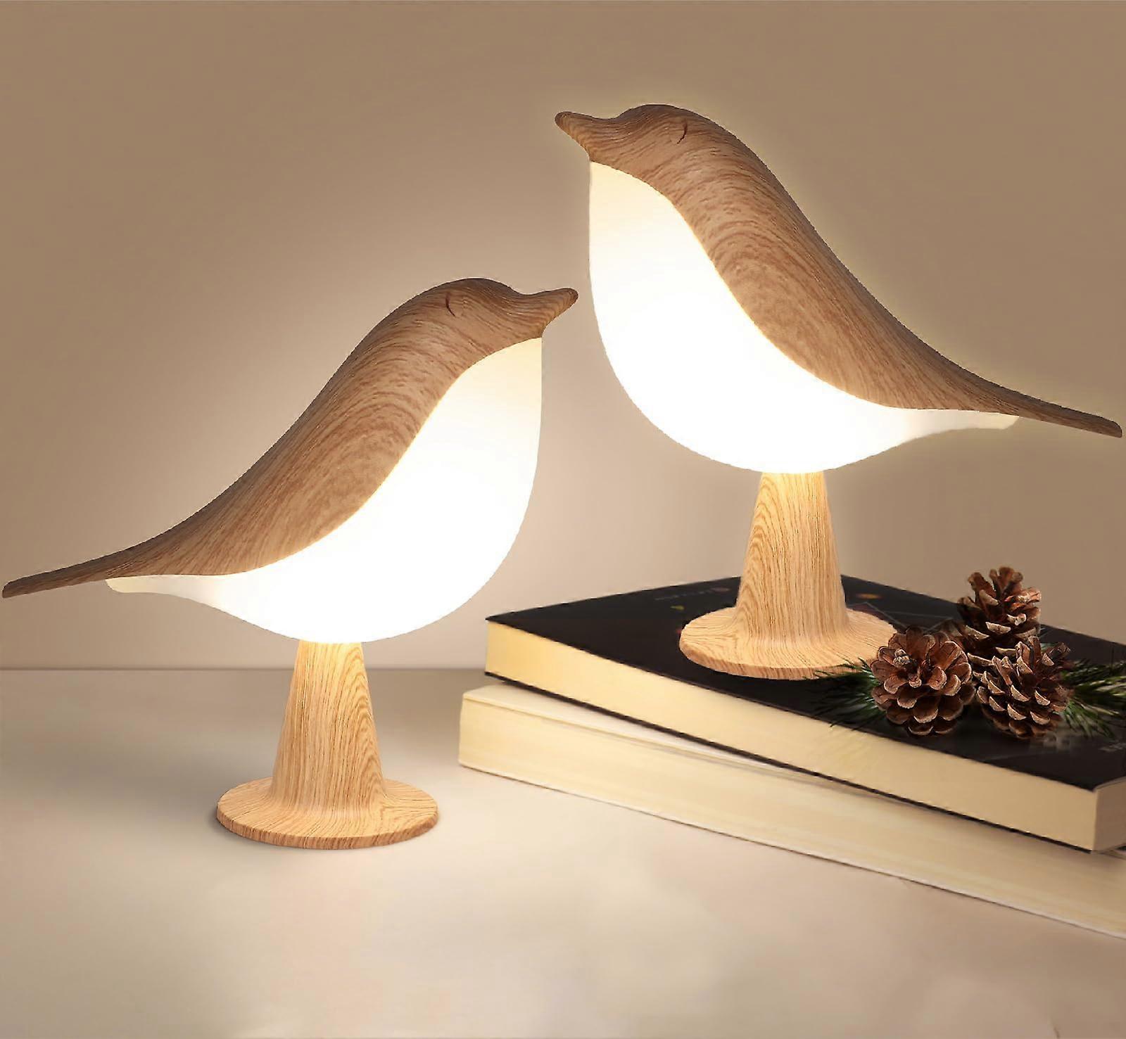 2 Pack Bird Table Lamp Touch Control USB Rechargeable Night Light with 3 Lighting Modes for Bedroom