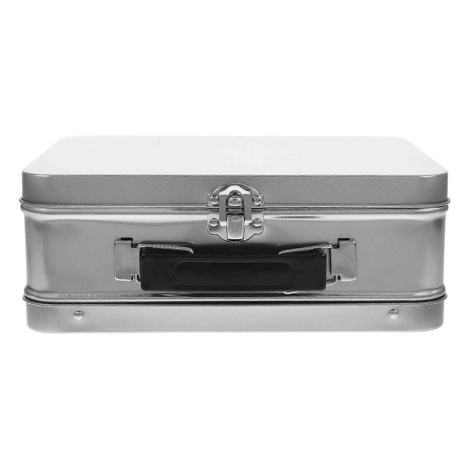 Silver Metal Lunch Box for Home Retro Style Tin Container