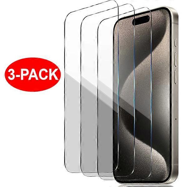 3-Pack - compatible with iPhone 15 Pro Max - Tempered Glass Screen Protector Transparent