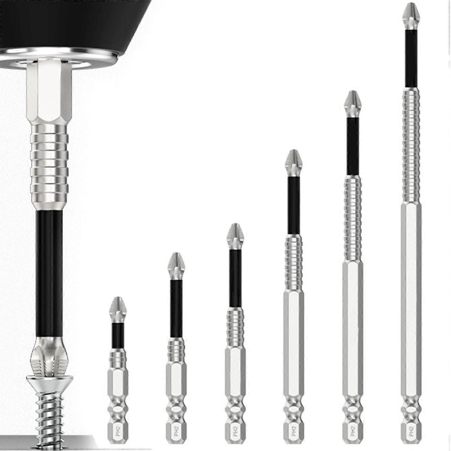 Magnetic Screwdriver Bit Set with Strong Magnetic Screw Lock, AntiSlip Grip, 6PC 25150mm