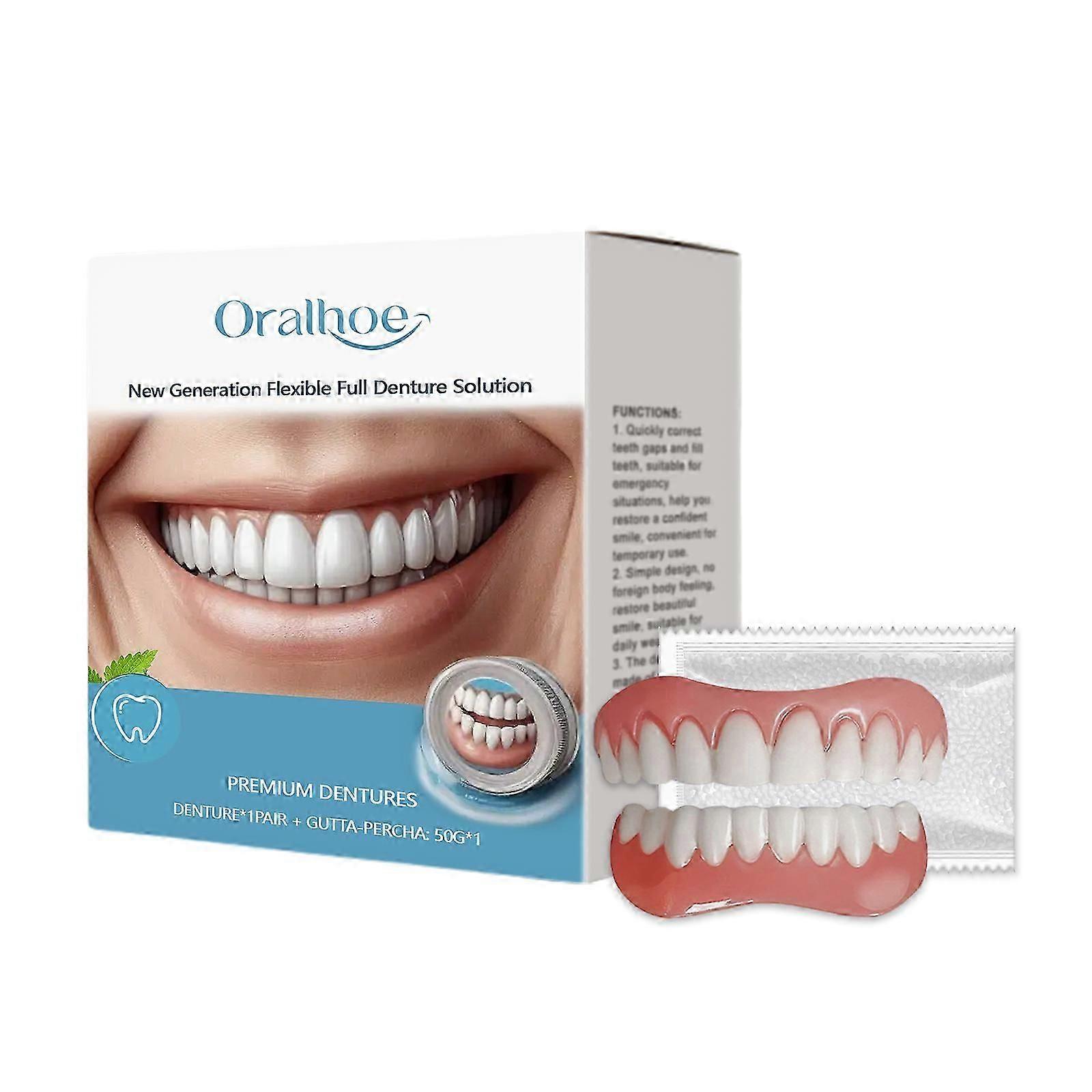 Enhance Your Smile Instantly with Comfortable, Easy-to-Use Denture Set  Premium Polyvinyl Alcohol & Sodium Polyacrylate False Teeth for a Natural Fit