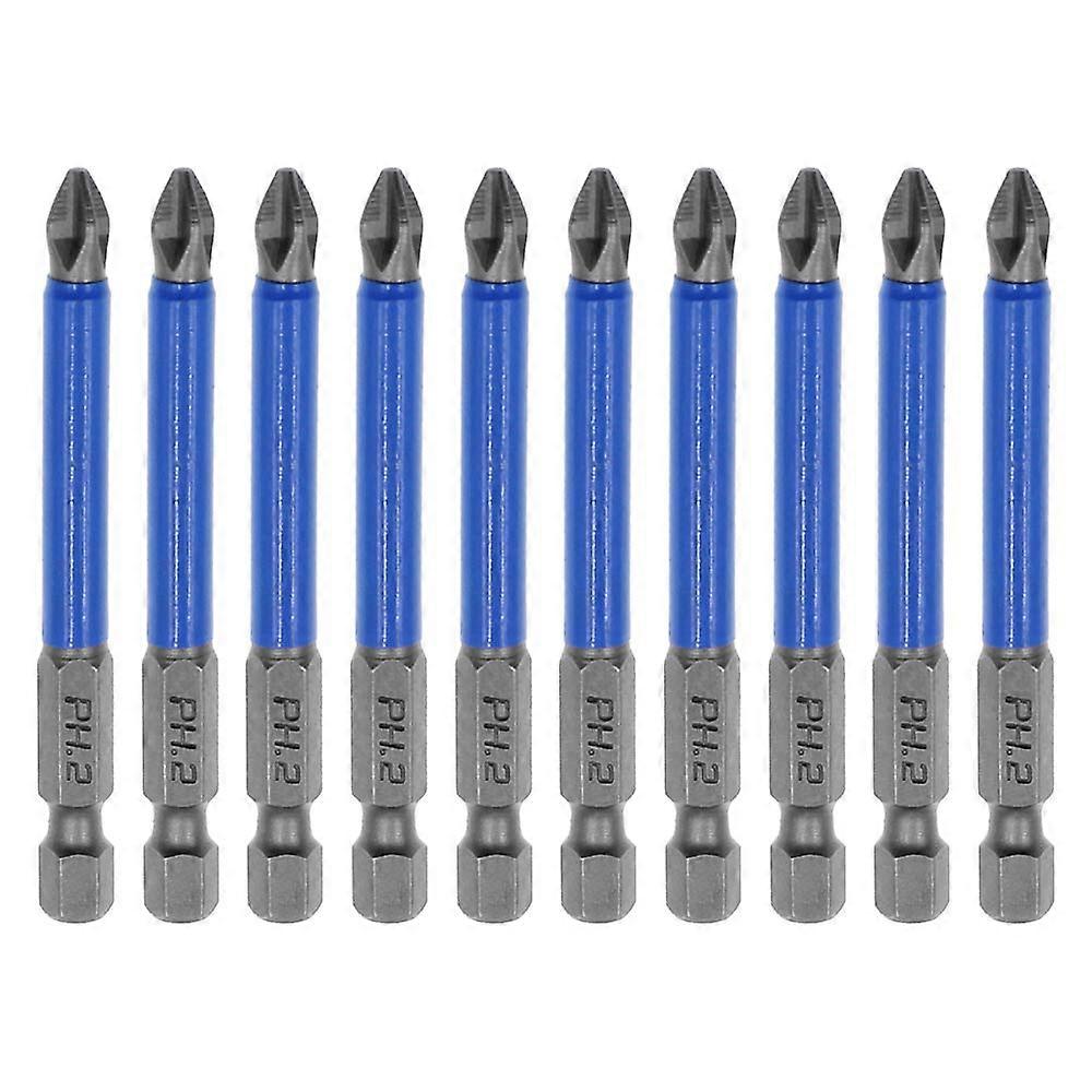10Pcs PH2 Magnetic Phillips Screwdriver Bits Set, 1/4 Inch Hex Shank, NonSlip Tips, 70mm