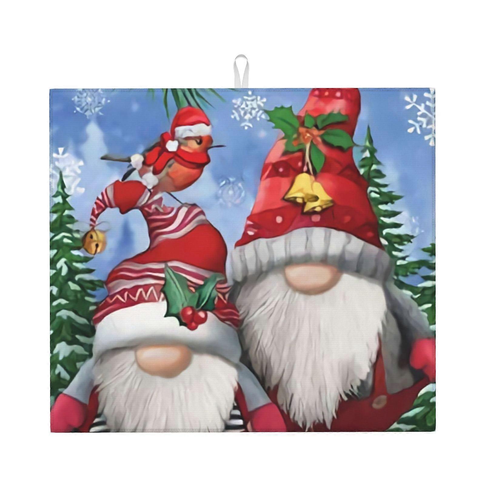 Christmas Dish Drying Mat For Kitchen Counter, Microfiber Dish Mat, Fast Absorbent Draining Pad