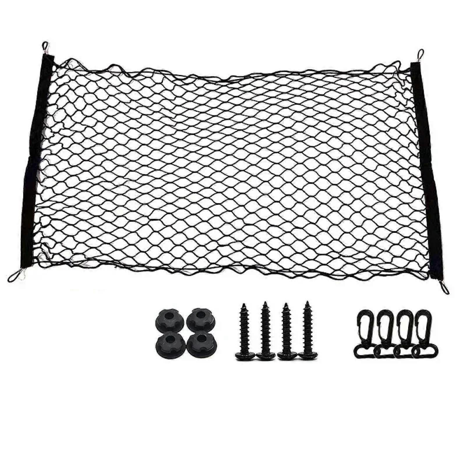 Car Cargo Net Adjustable Hook Design Universal Rear Trunk Storage Organizer 110x60cm Single Layer