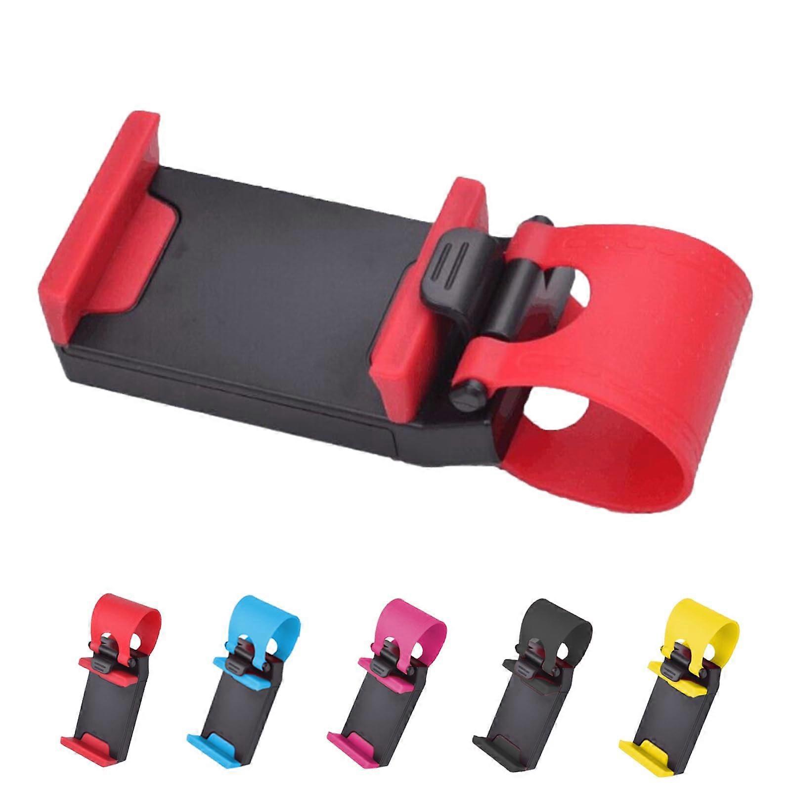 Universal Steering Wheel Phone Holder with Hands Navigation and Tool Installation Red