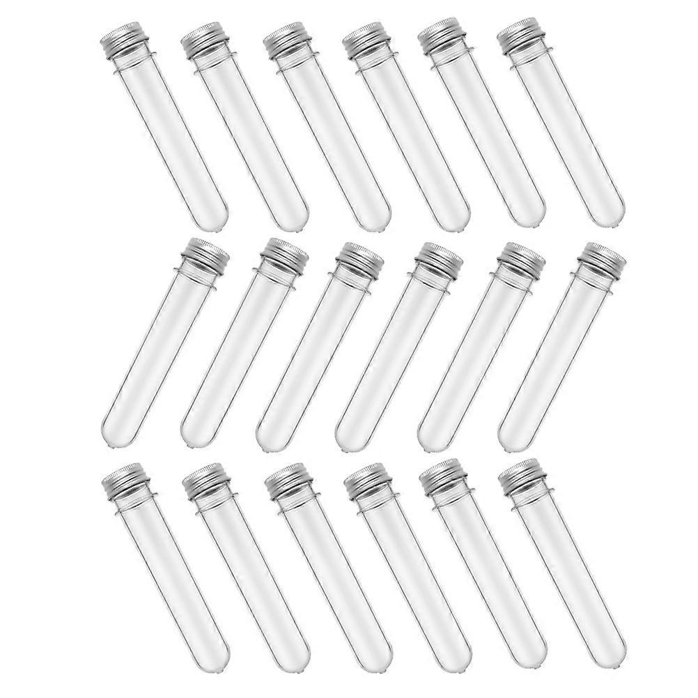 18pcs Silver Test Tube Bottles for Storage Use Durable Plastic Cylindrical Tubes for Travel 2.5 oz