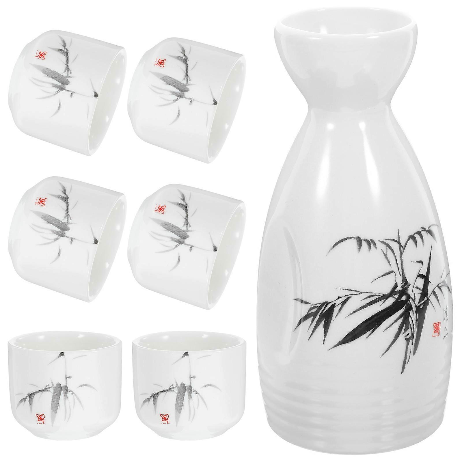 Classic Ceramic Sake Serving Set With Round Shape Ideal For Guests At Bars Or Restaurants 1 Set