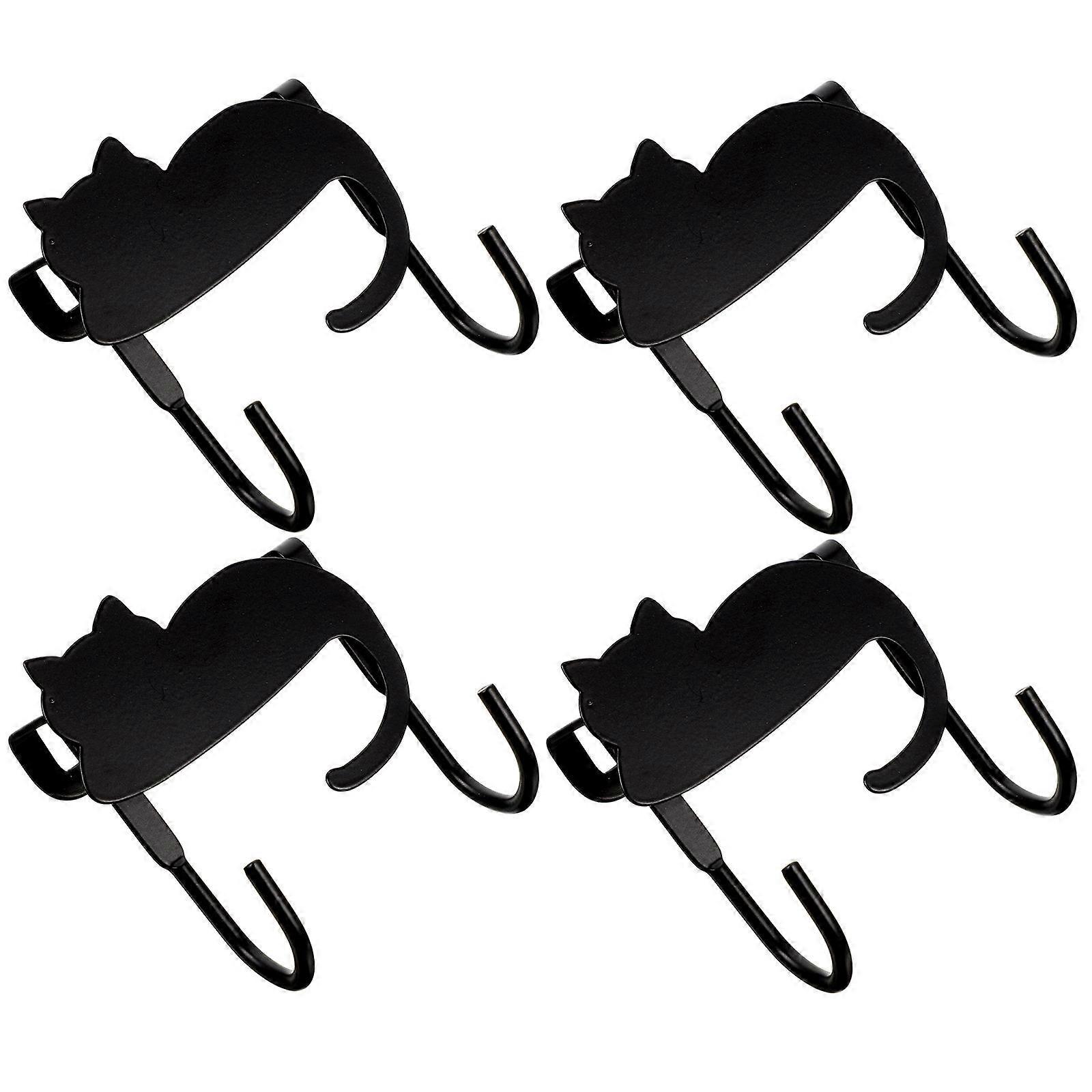 Wall Mounted Iron Cat Shaped Clothes Hooks for Coat Rack 4Pcs
