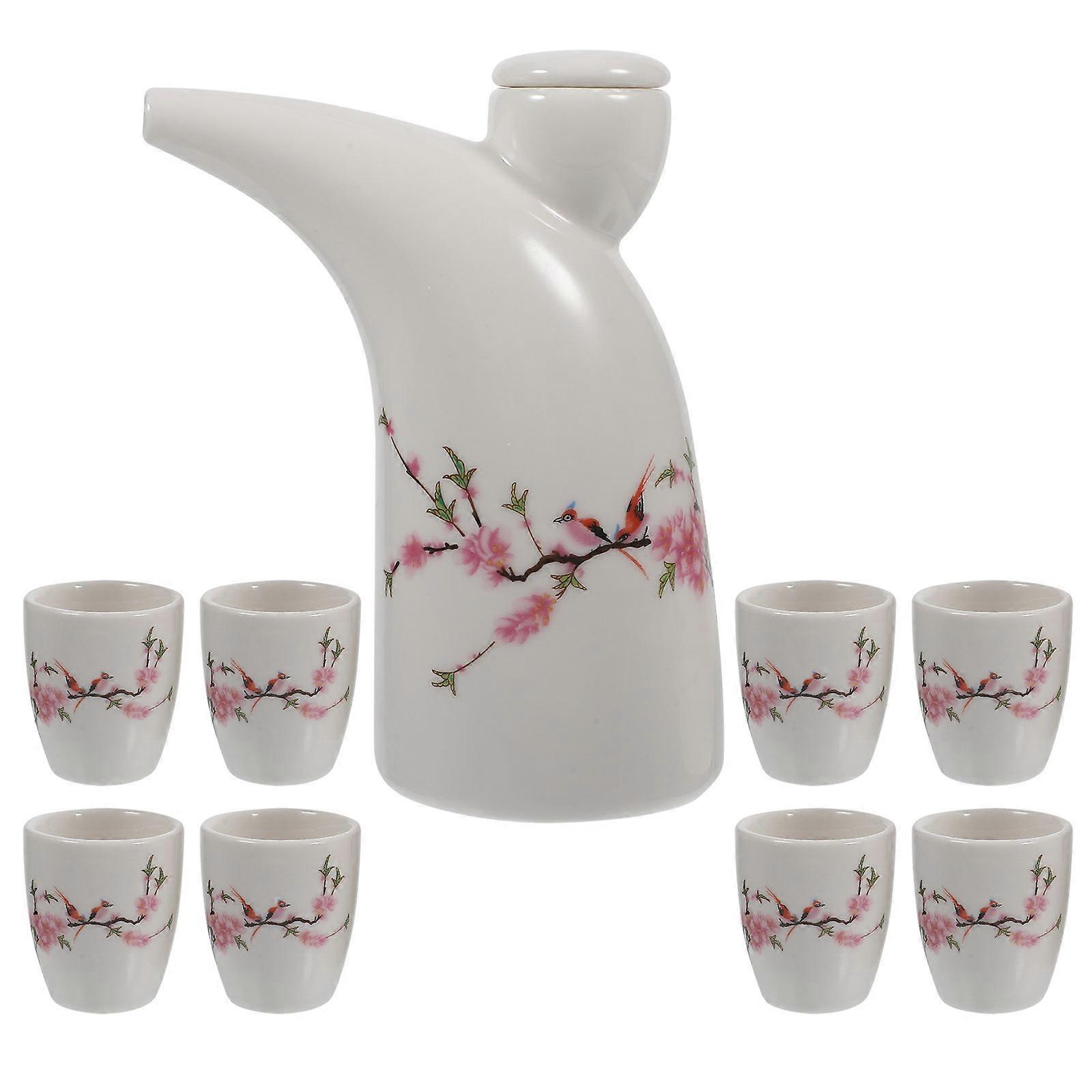 Ceramic Sake Kettle with Traditional Wine Pot for Storage Use 1Set