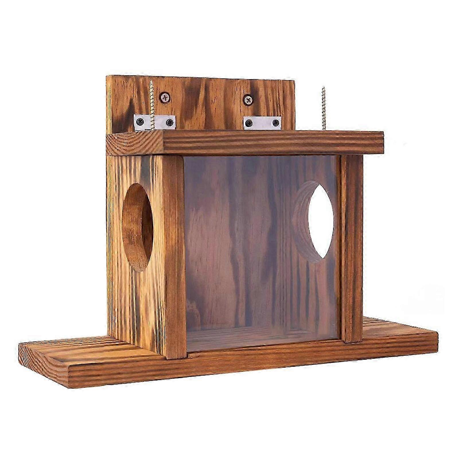 Wood Squirrel Feeder Stable Squirrels Feeding Station with with Openable 26-27s
