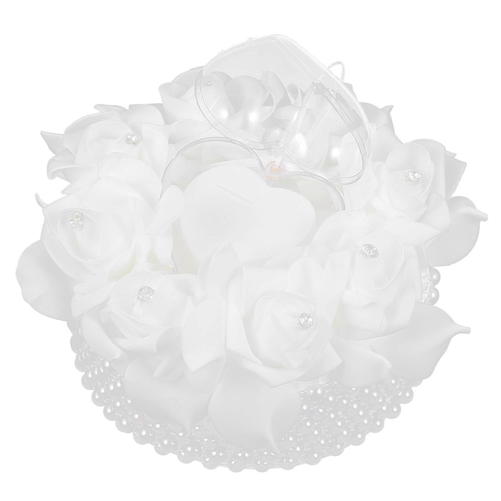 Cake Shape Ring Box Wedding Ring Pillow Case for Storage Use in White Color