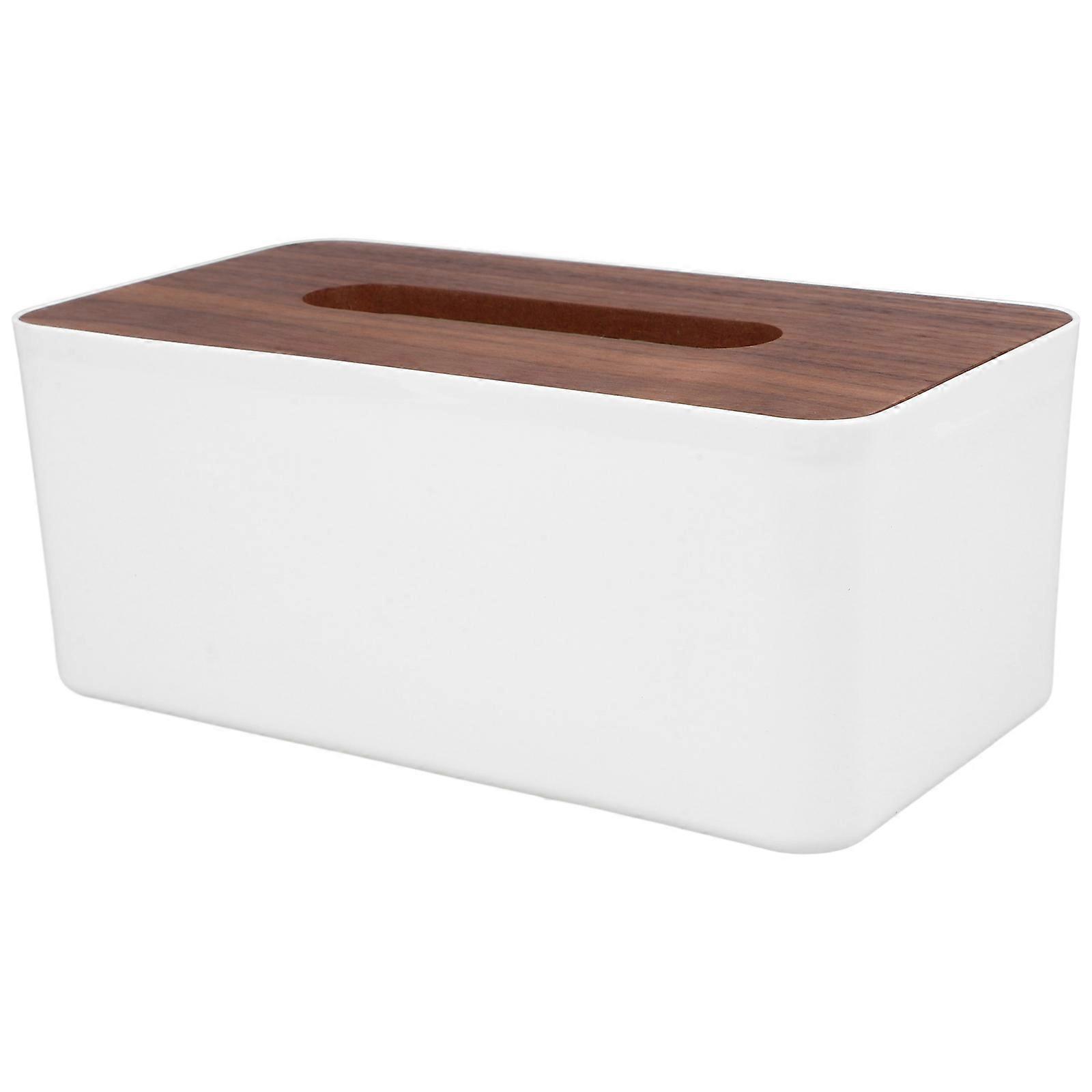 Tissue Box Cover Rectangle Holder for Table 4Pcs White Wood PP Material