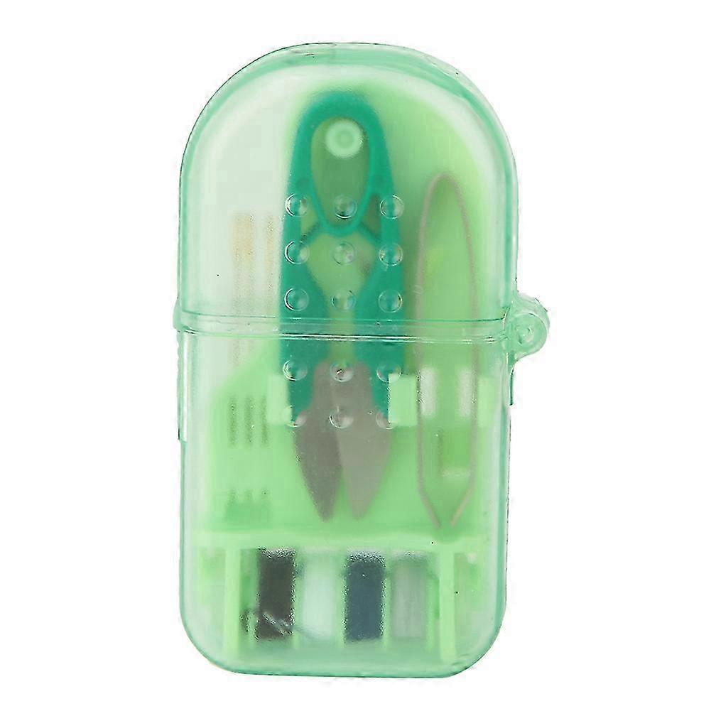 2025 Exquisite and Portable Mini Macaron Color Plastic Sewing Tool Box Needle Scissors(Green)