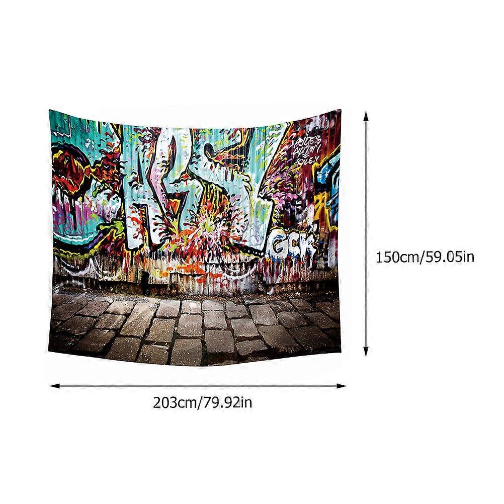 Graffiti Printed Tapestry Wall Blanket for Decoration 1Pcs Khaki Polyester