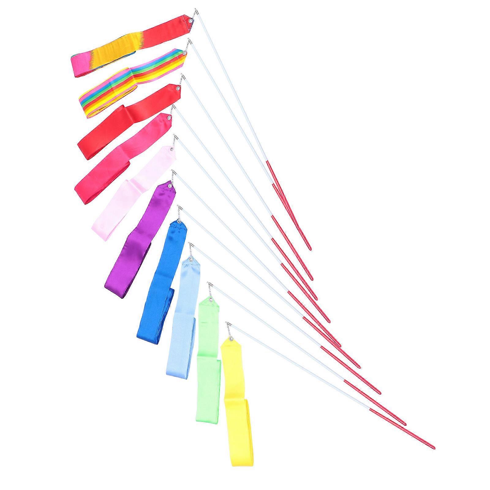 Gymnastics Ribbons for Dancing with 10Pcs Assorted Color Performance Props